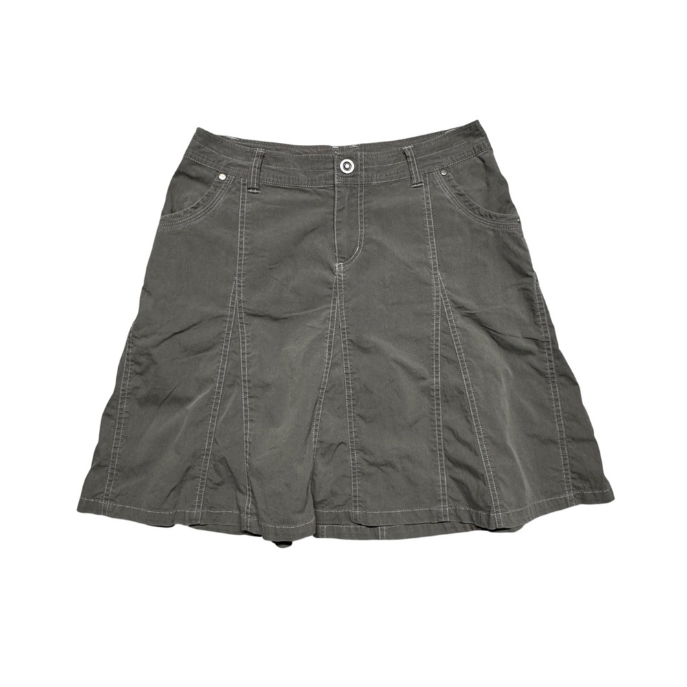 Kuhl Splash Hiking Skirt Size 6 Gray Vintage Patina Dye Pockets Paneled Outdoors